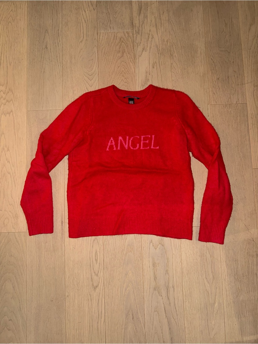 PINK Victoria's Secret Red 'ANGEL' Crewneck Sweater